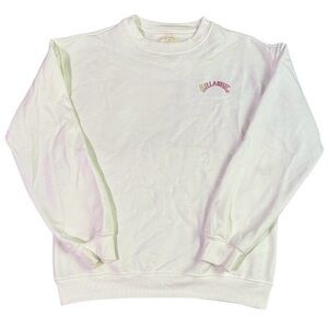 Billabong White Crewneck Sweatshirt with Pink Logo